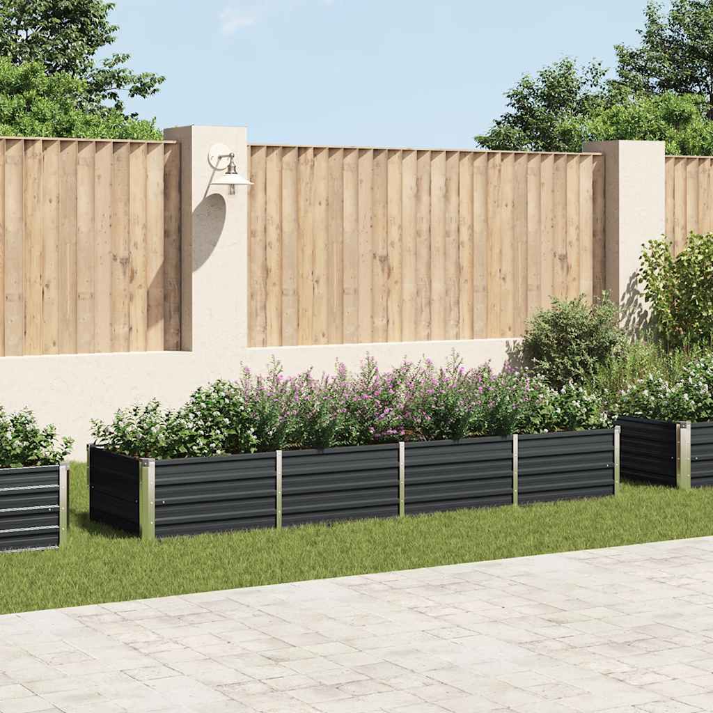 vidaXL Garden Raised Bed Anthracite Galvanised Steel