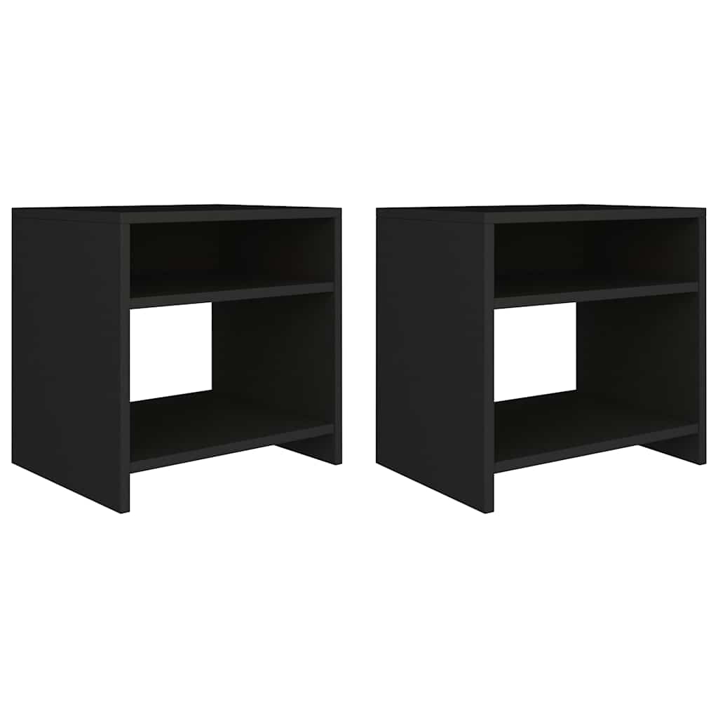 vidaXL Bedside Cabinet | Set of 2 | Black | Engineered wood | Small 1
