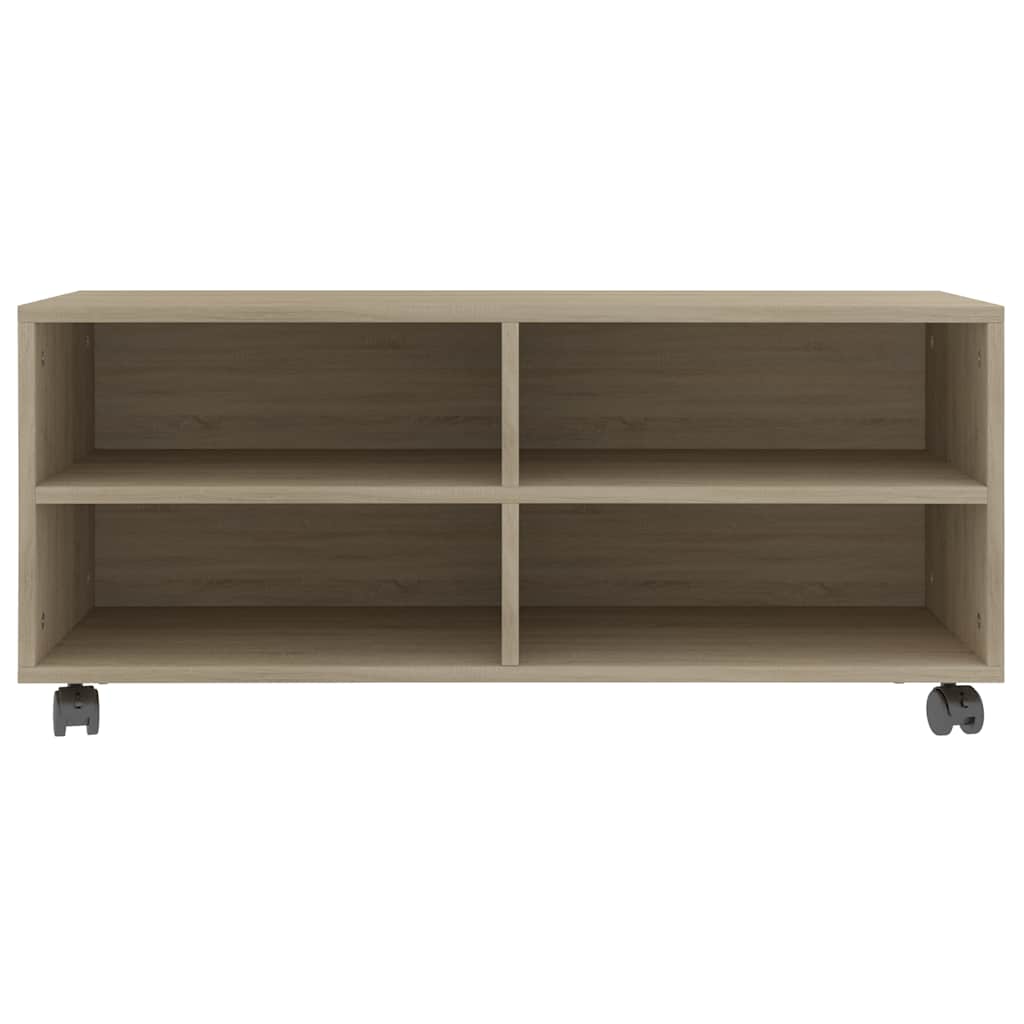 vidaXL Tv Cabinet | Sonoma oak | Engineered wood | Compact | Lockable wheels 4
