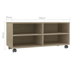 vidaXL Tv Cabinet | Sonoma oak | Engineered wood | Compact | Lockable wheels 6