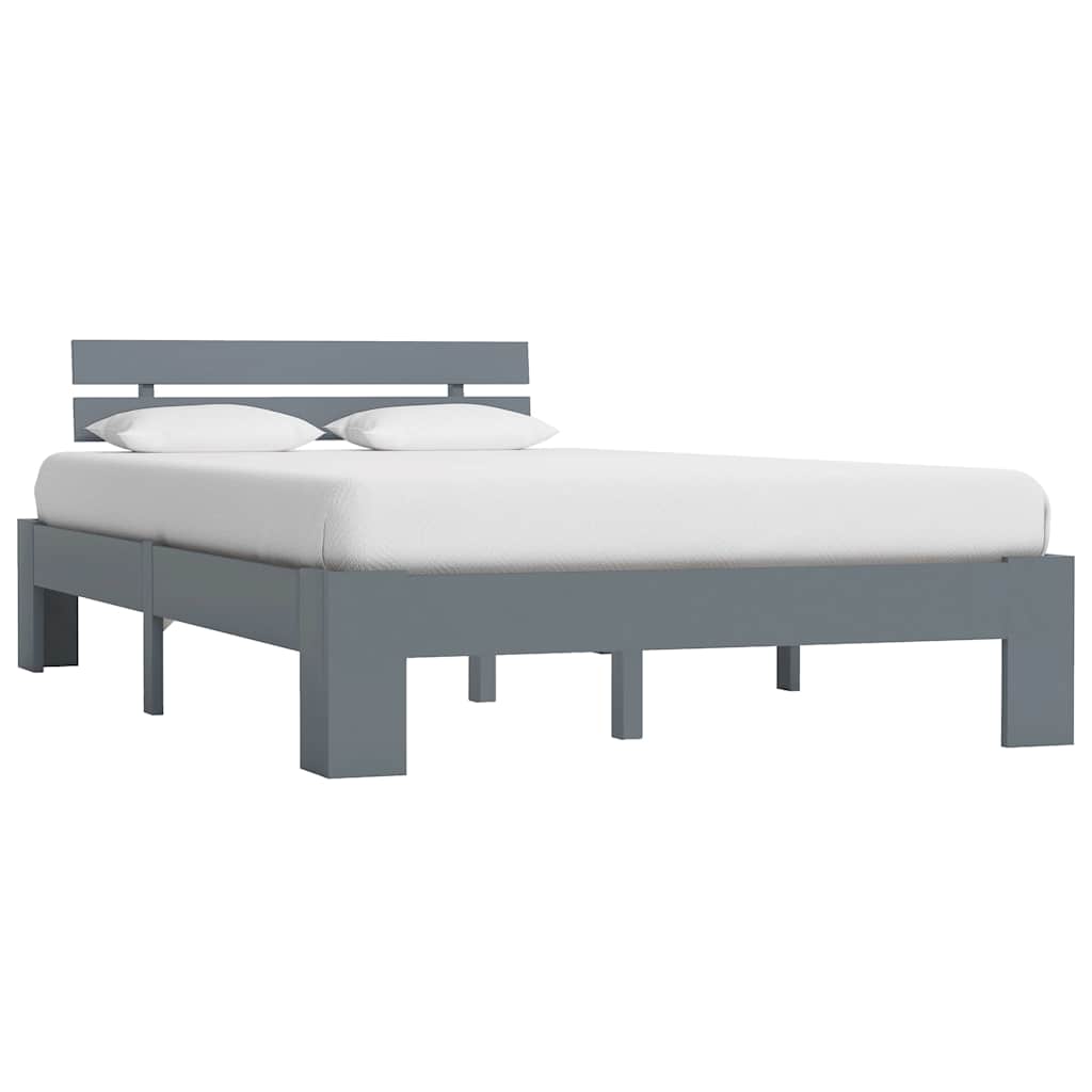 Bed Frame without Mattress Solid Pine Wood Grey 120 x 200 cm