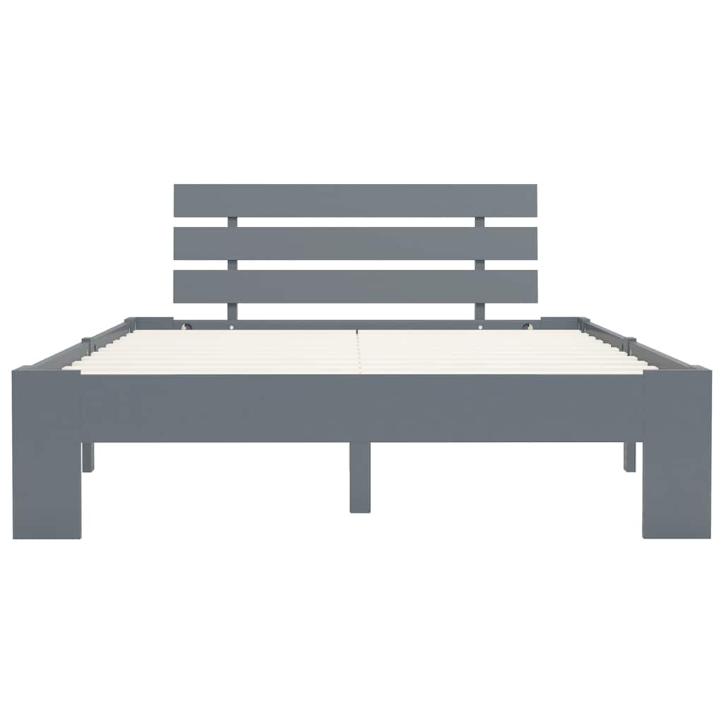 Bed Frame without Mattress Solid Pine Wood Grey 120 x 200 cm