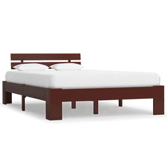 Bed Frame without Mattress Solid Pine Wood Dark Brown 120 x 200 cm