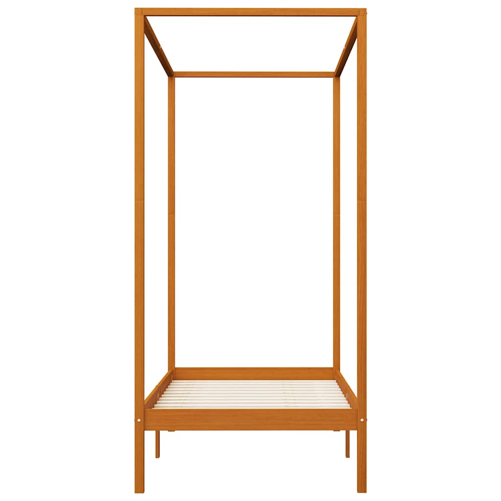 vidaXL Canopy Bed Frame without Mattress Honey Brown Solid Wood 100x200cm 3