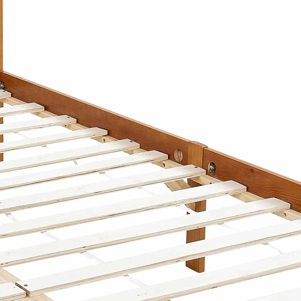 vidaXL Canopy Bed Frame without Mattress Honey Brown Solid Wood 100x200cm 5