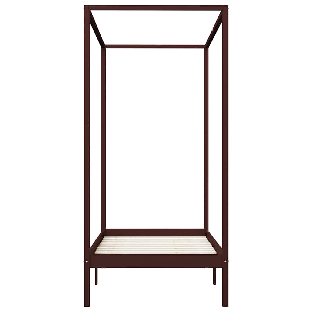 vidaXL Canopy Bed Frame without Mattress Dark Brown Solid Wood 90x200cm 3