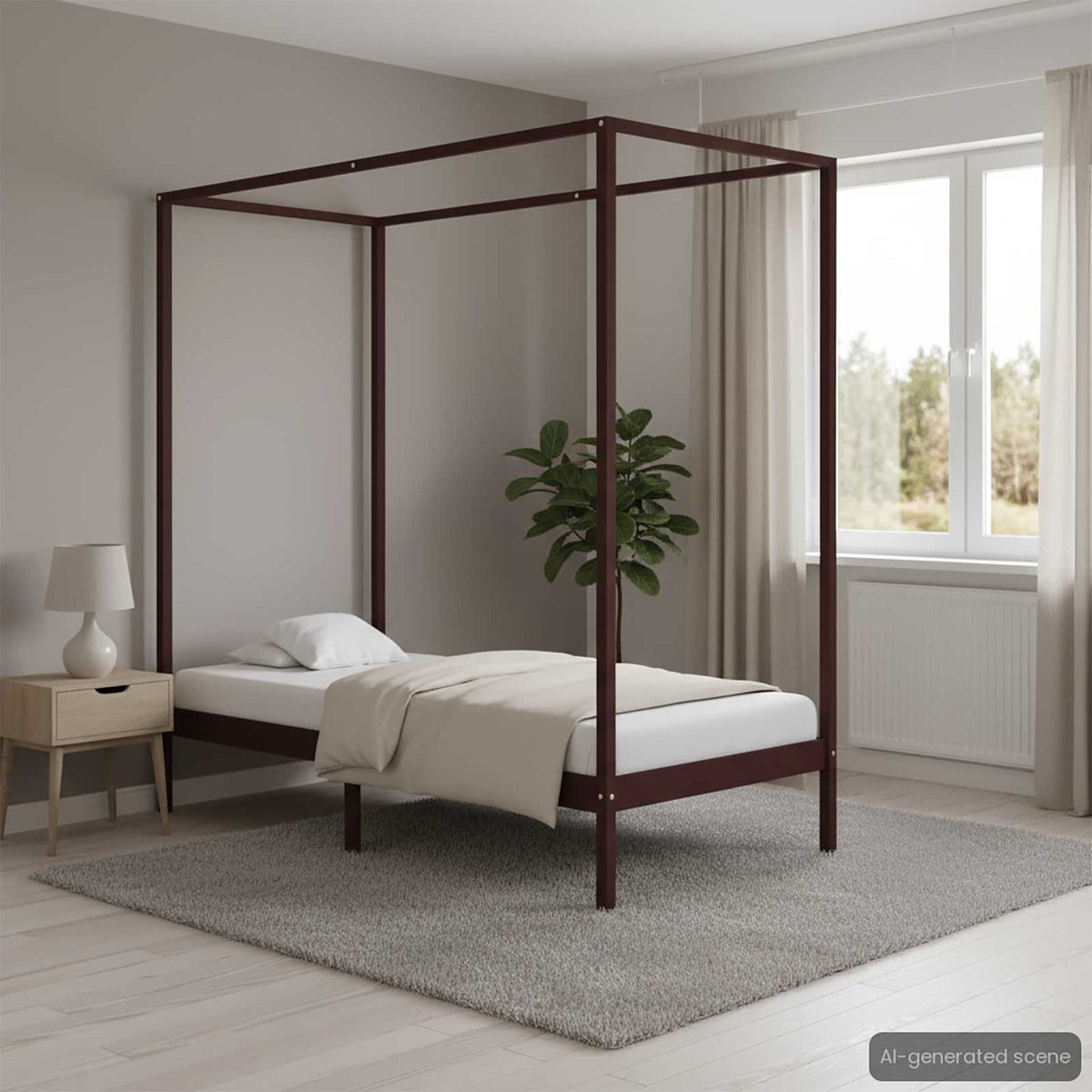 Canopy Bed Frame without Mattress Dark brown 90 x 200 cm