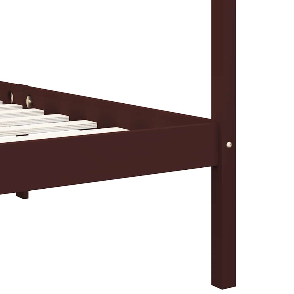 vidaXL Canopy Bed Frame without Mattress Dark Brown Solid Wood 100x200cm 6