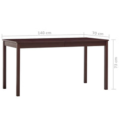 vidaXL Dining Table Dark Brown 140x70x73 cm Pinewood 6