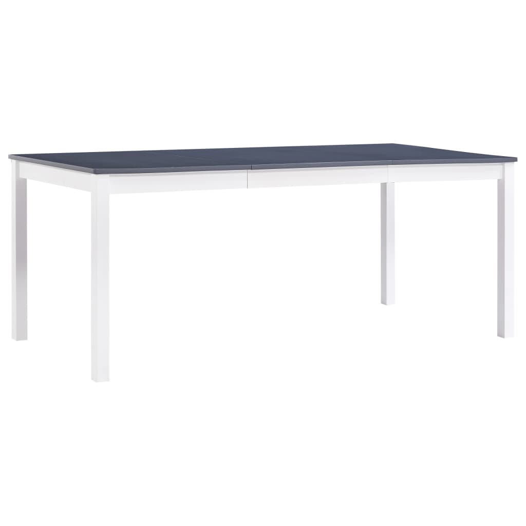 vidaXL Dining Table White and Grey 180x90x73 cm Pinewood 1