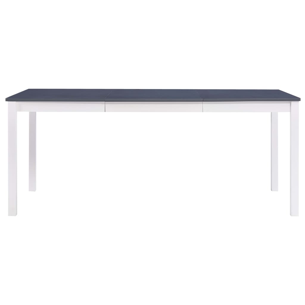 vidaXL Dining Table White and Grey 180x90x73 cm Pinewood 2