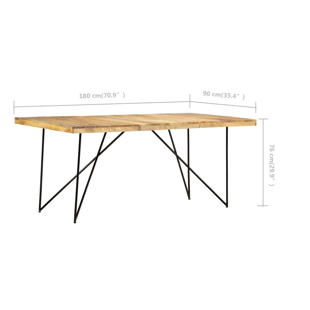 vidaXL Dining Table 180x90x76 cm Solid Mango Wood 6