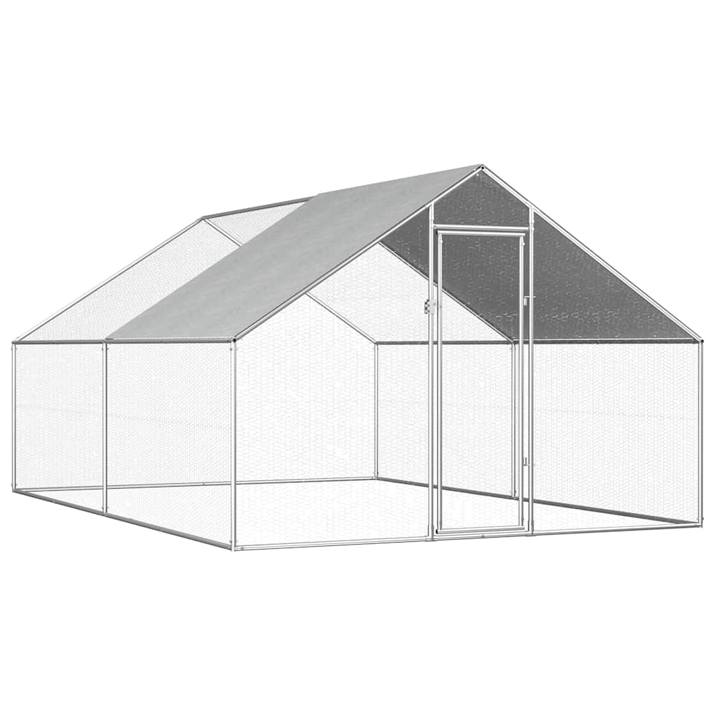 Outdoor Chicken Cage 2,75x2x1,92 m Galvanised Steel 2.75 x 4 x 1.92 m