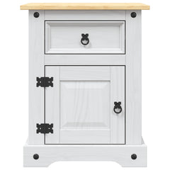 vidaXL Bedside Cabinet | White body and brown top | Solid pine wood 4