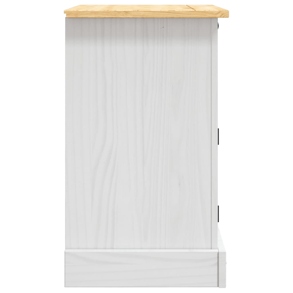 vidaXL Bedside Cabinet | White body and brown top | Solid pine wood 5