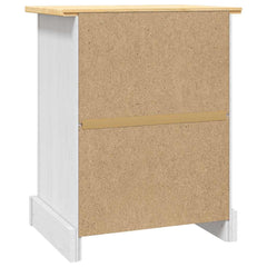 vidaXL Bedside Cabinet | White body and brown top | Solid pine wood 6