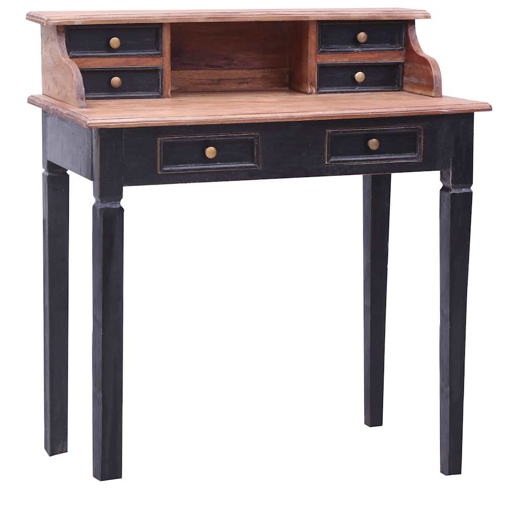 Writing Desk with Drawers 90x50x101 cm Solid Mahogany Wood Black