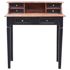 Writing Desk with Drawers 90x50x101 cm Solid Mahogany Wood Black
