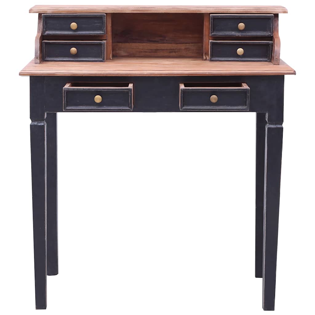 Writing Desk with Drawers 90x50x101 cm Solid Mahogany Wood Black