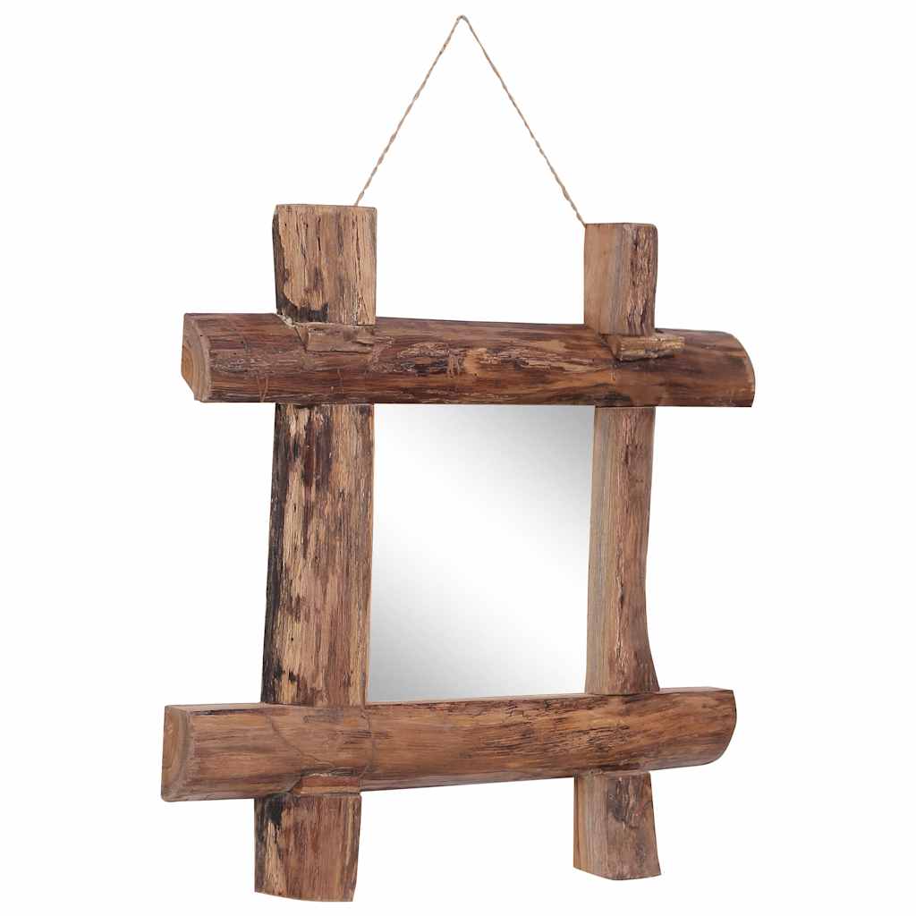 Log Mirror Natural 50x50 cm Recycled Teak Wood 50 cm 50 cm