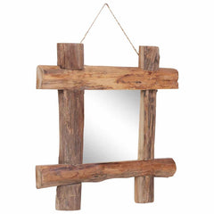 Log Mirror Natural 50x50 cm Recycled Teak Wood 50 cm 50 cm