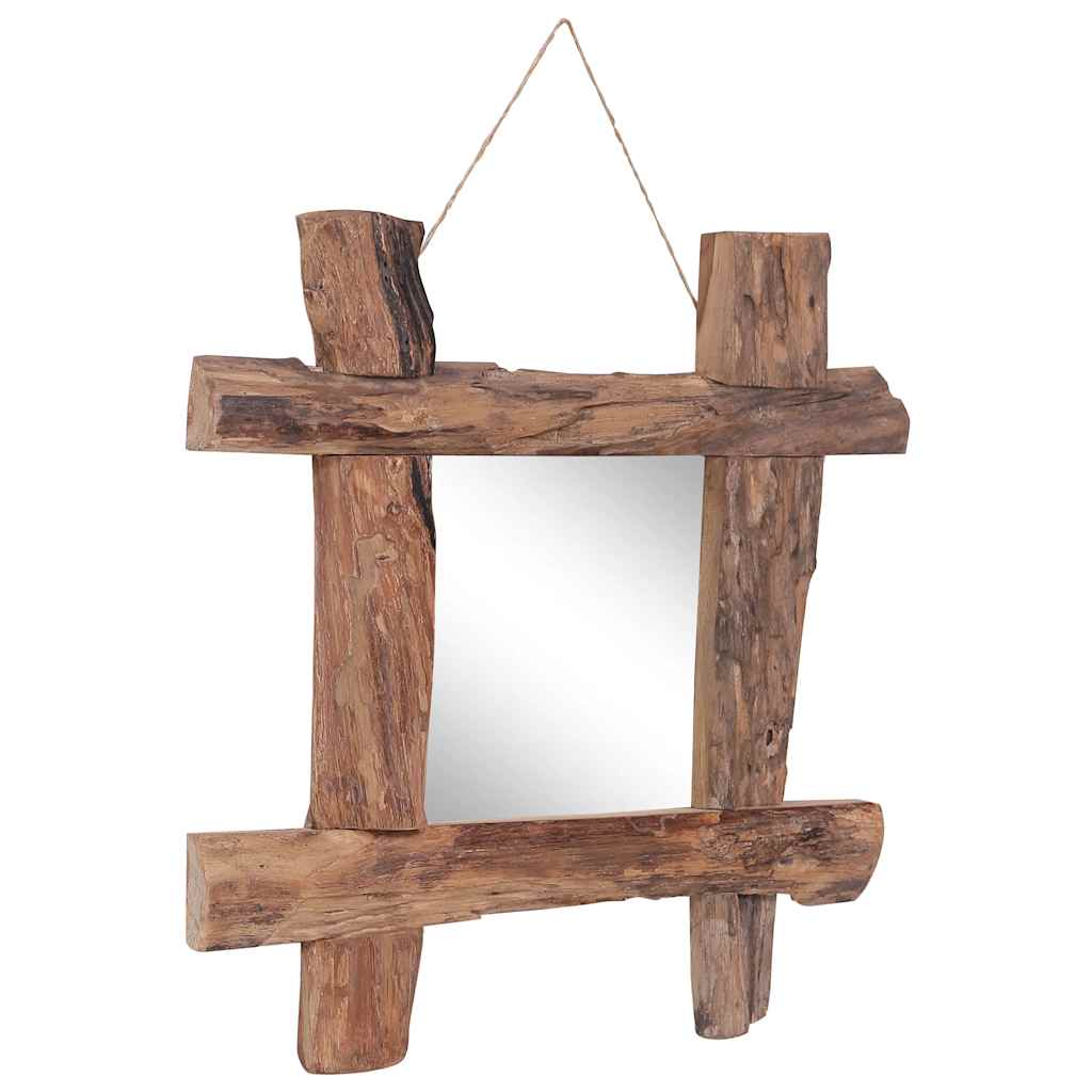 Log Mirror Natural 50x50 cm Recycled Teak Wood 50 cm 50 cm