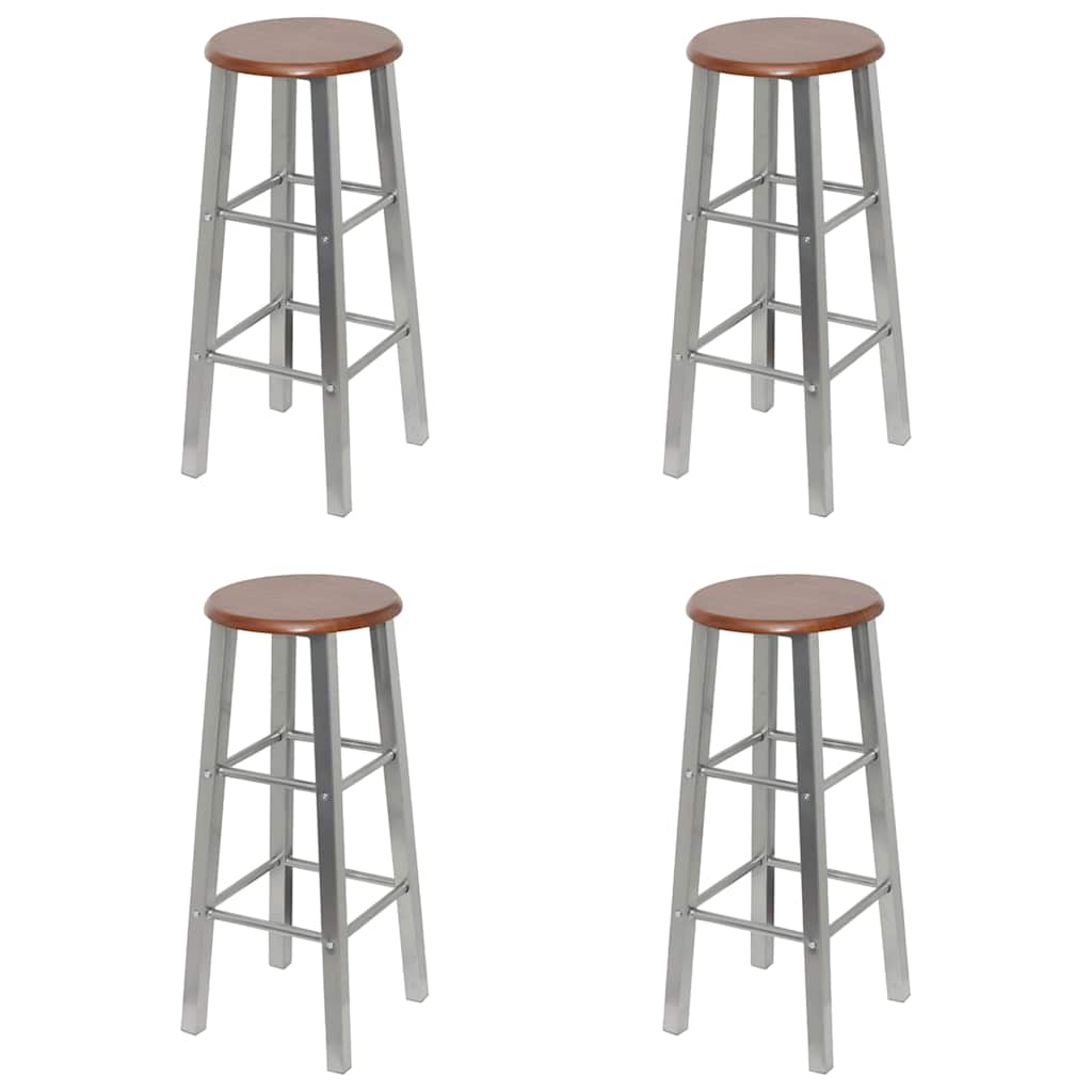 vidaXL Bar Stools 4 pcs Silver and Brown MDF 1