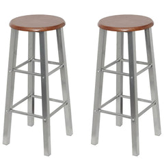vidaXL Bar Stools 4 pcs Silver and Brown MDF 2