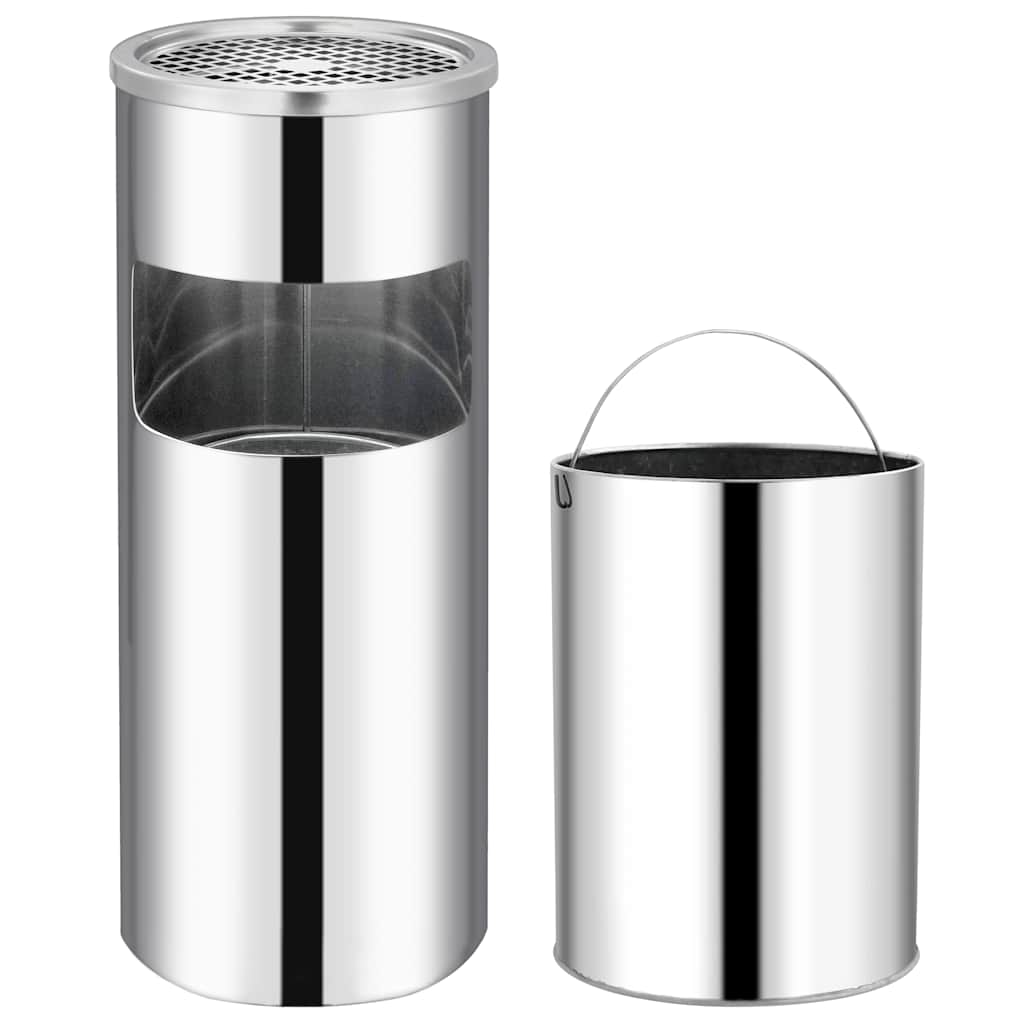 Ashtray Dustbin 30 L Steel Silver