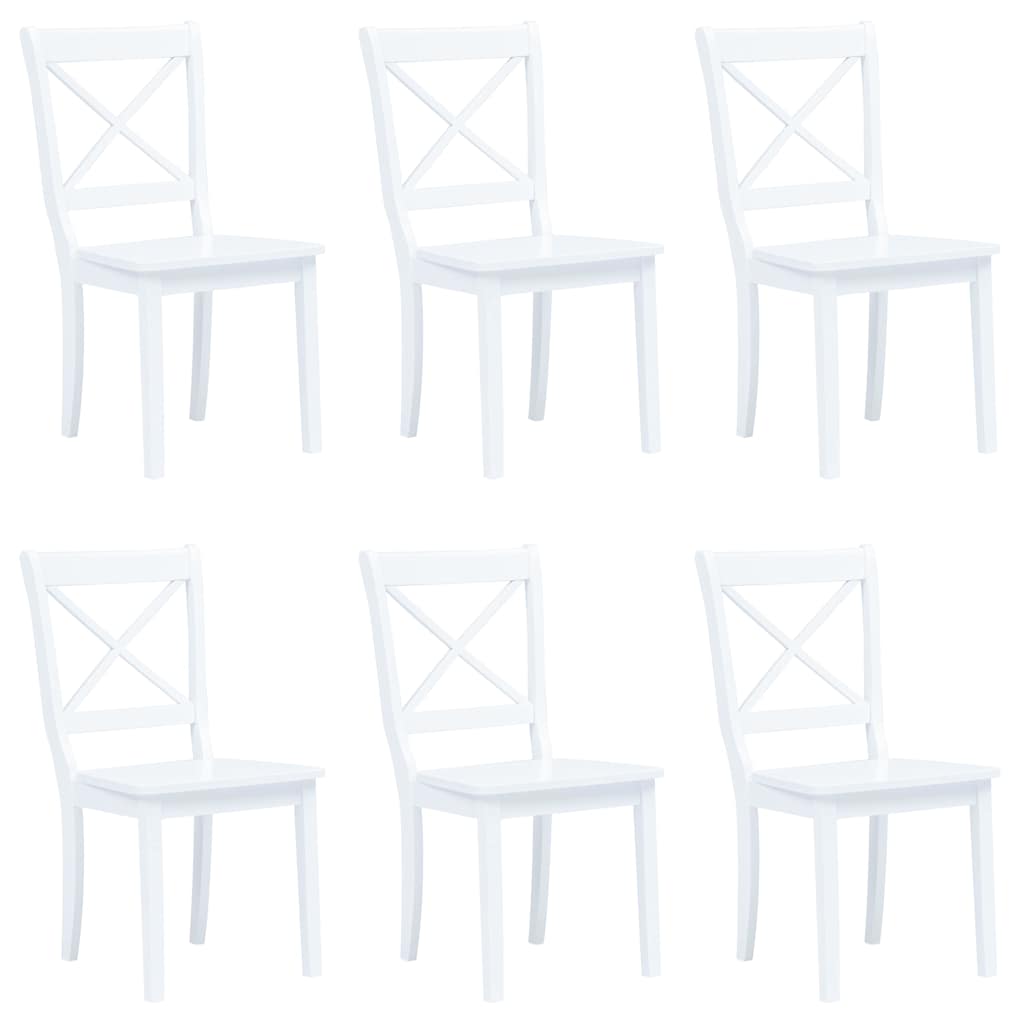 Dining Chairs Solid Rubber Wood in White