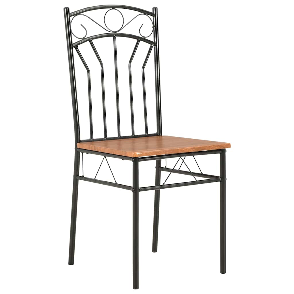 vidaXL Dining Chair | Set of 6 | Brown and black | MDF and steel | Standard 2