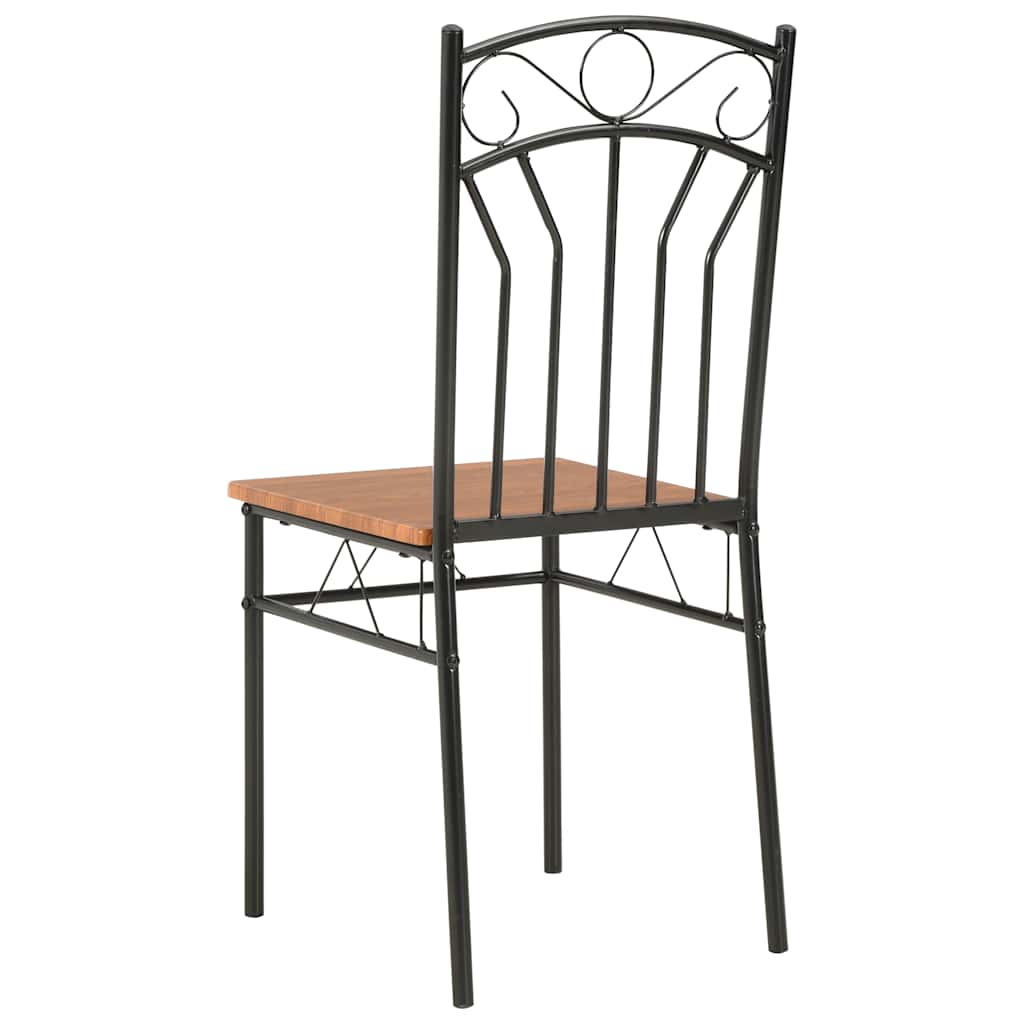 vidaXL Dining Chair | Set of 6 | Brown and black | MDF and steel | Standard 4