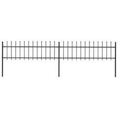 Garden Fence with Spear Top Steel 337x60 cm Black 337 cm