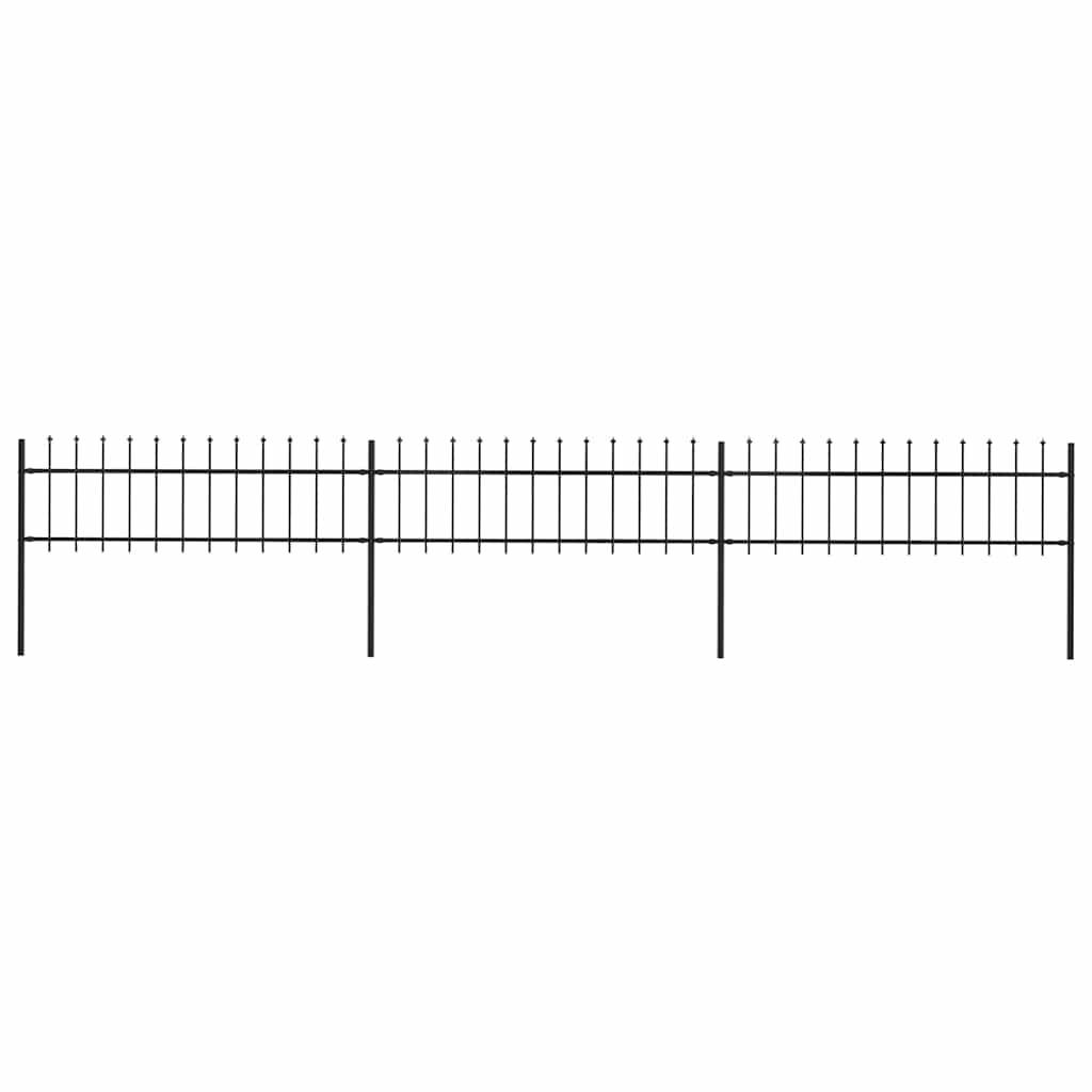 Garden Fence with Spear Top Steel 337x60 cm Black 504 cm