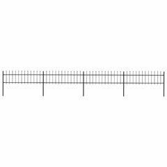 Garden Fence with Spear Top Steel 337x60 cm Black 671 cm