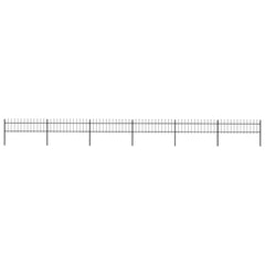 Garden Fence with Spear Top Steel 337x60 cm Black 1005 cm