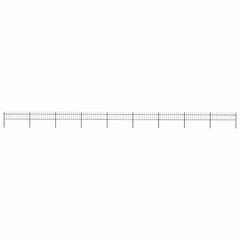 Garden Fence with Spear Top Steel 337x60 cm Black 1506 cm