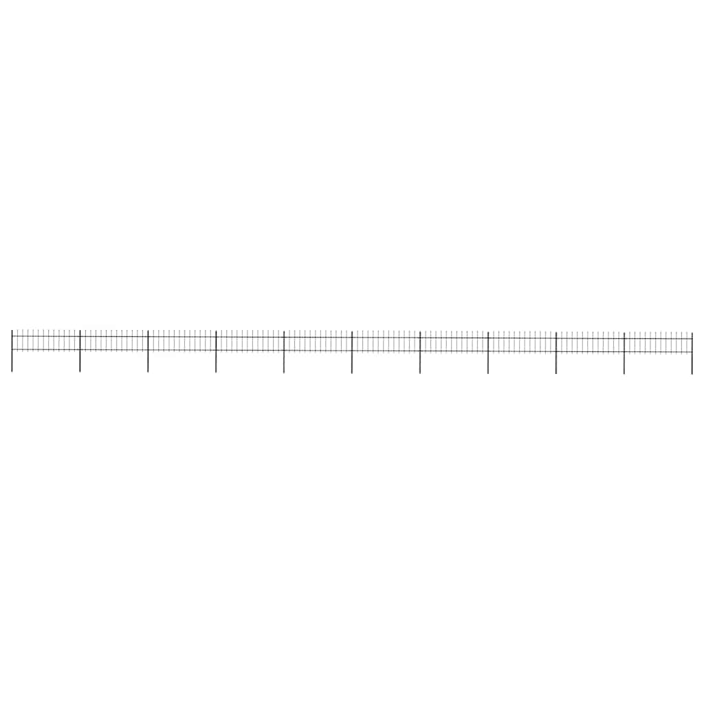 Garden Fence with Spear Top Steel 337x60 cm Black 1673 cm