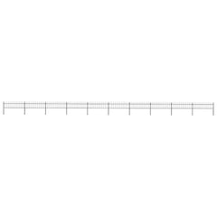Garden Fence with Spear Top Steel 337x60 cm Black 1673 cm