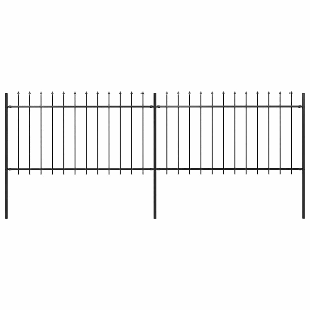 Garden Fence with Spear Top Steel 337x100 cm Black 337 cm