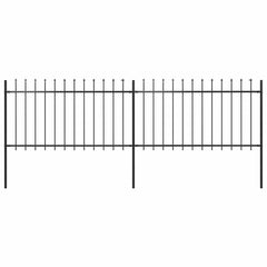 Garden Fence with Spear Top Steel 337x100 cm Black 337 cm