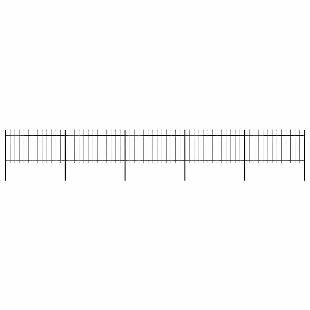 Garden Fence with Spear Top Steel 337x100 cm Black 838 cm