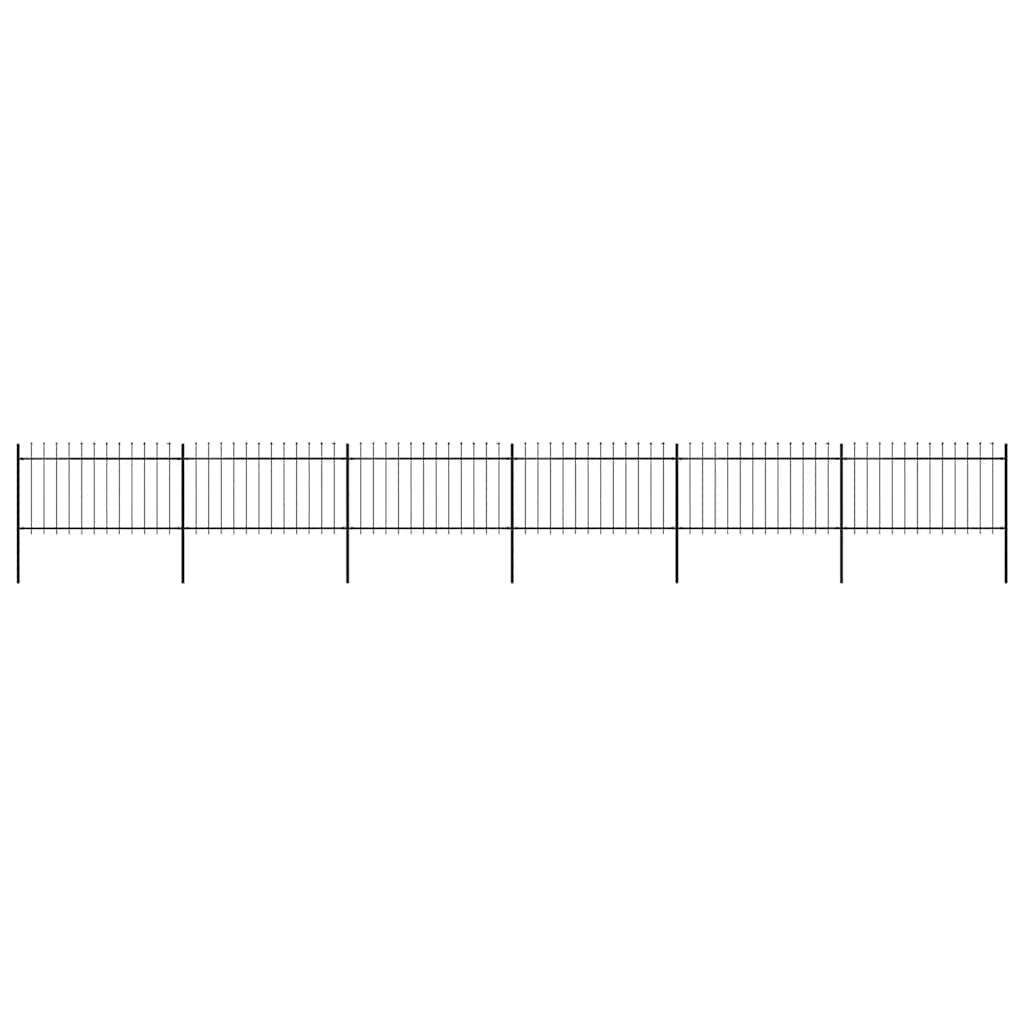 Garden Fence with Spear Top Steel 337x100 cm Black 1005 cm