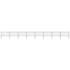Garden Fence with Spear Top Steel 337x100 cm Black 1339 cm