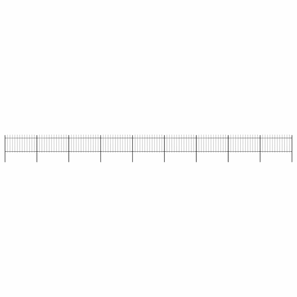 Garden Fence with Spear Top Steel 337x100 cm Black 1506 cm