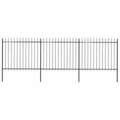 Garden Fence with Spear Top Steel 337x150 cm Black 504 cm