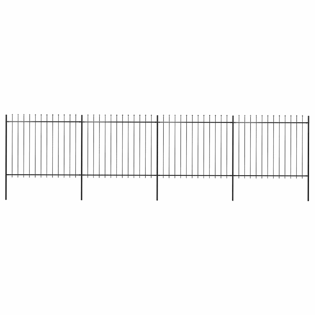 Garden Fence with Spear Top Steel 337x150 cm Black 671 cm