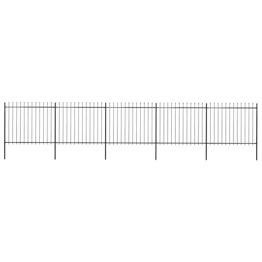 Garden Fence with Spear Top Steel 337x150 cm Black 838 cm