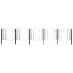 Garden Fence with Spear Top Steel 337x150 cm Black 838 cm