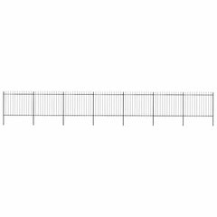 Garden Fence with Spear Top Steel 337x150 cm Black 1172 cm